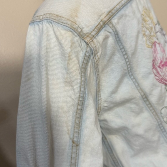 Levi’s Ex Boyfriend Trucker's Jean Jacket Prairie Floral Back acid Washed medium - Picture 3 of 7